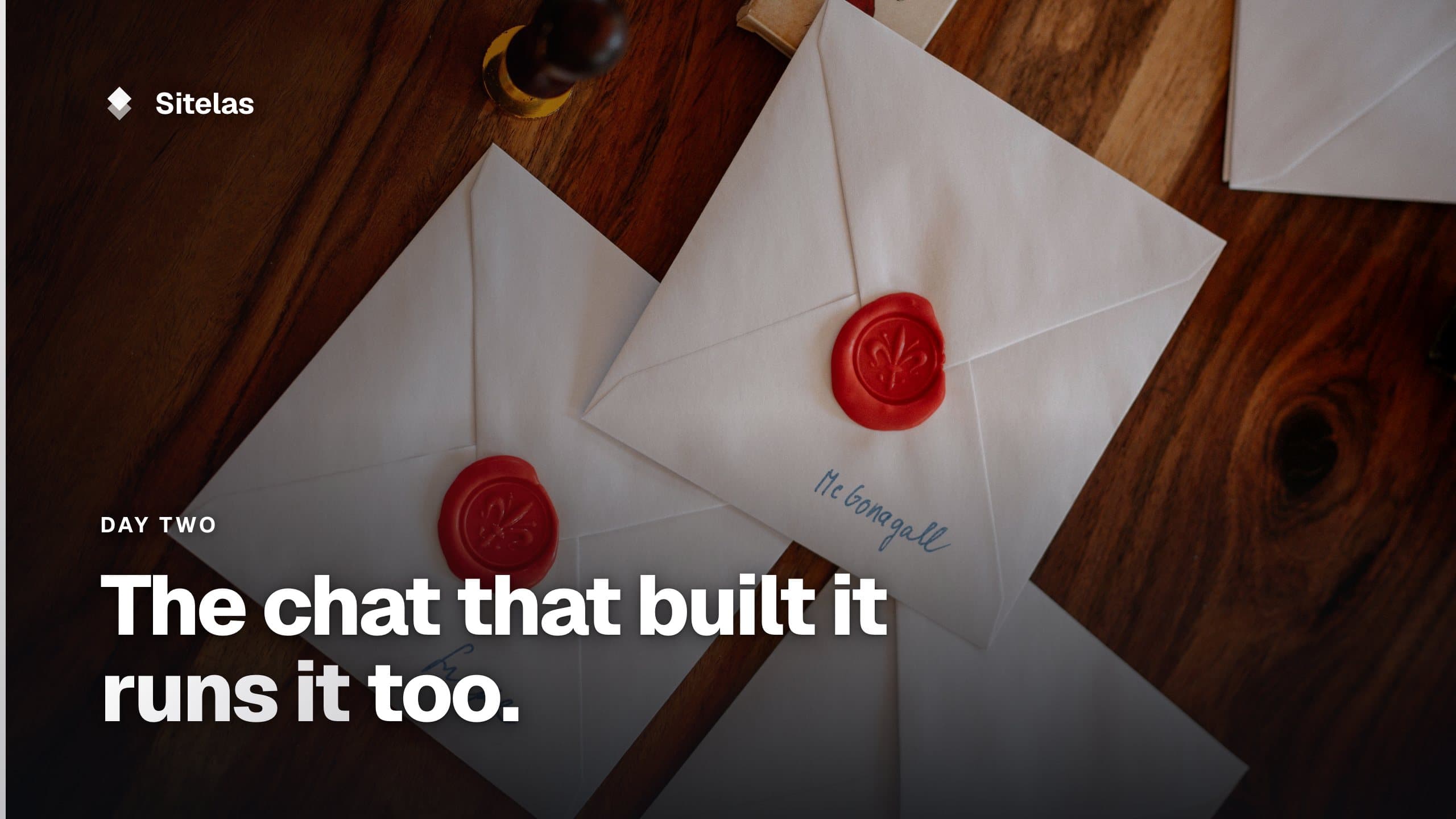 Running a Sitelas site from one Claude chat: you ask who filled out the contact form, Claude reads the submission, drafts a warm reply, and — using your own Google Sheets connector — adds the lead to your leads sheet.