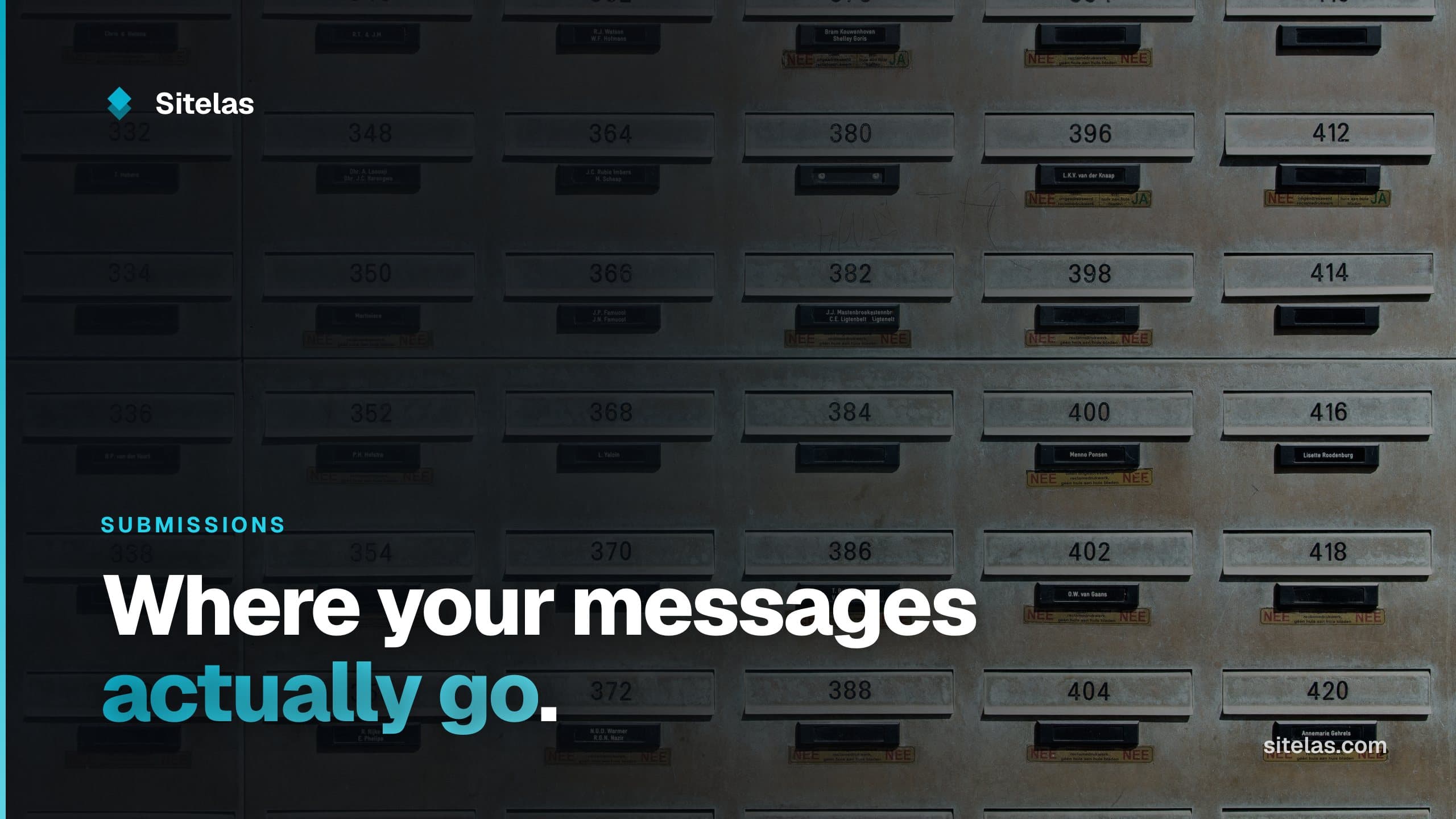 Cover: rows of numbered metal mailboxes, with the headline "Where your messages actually go."