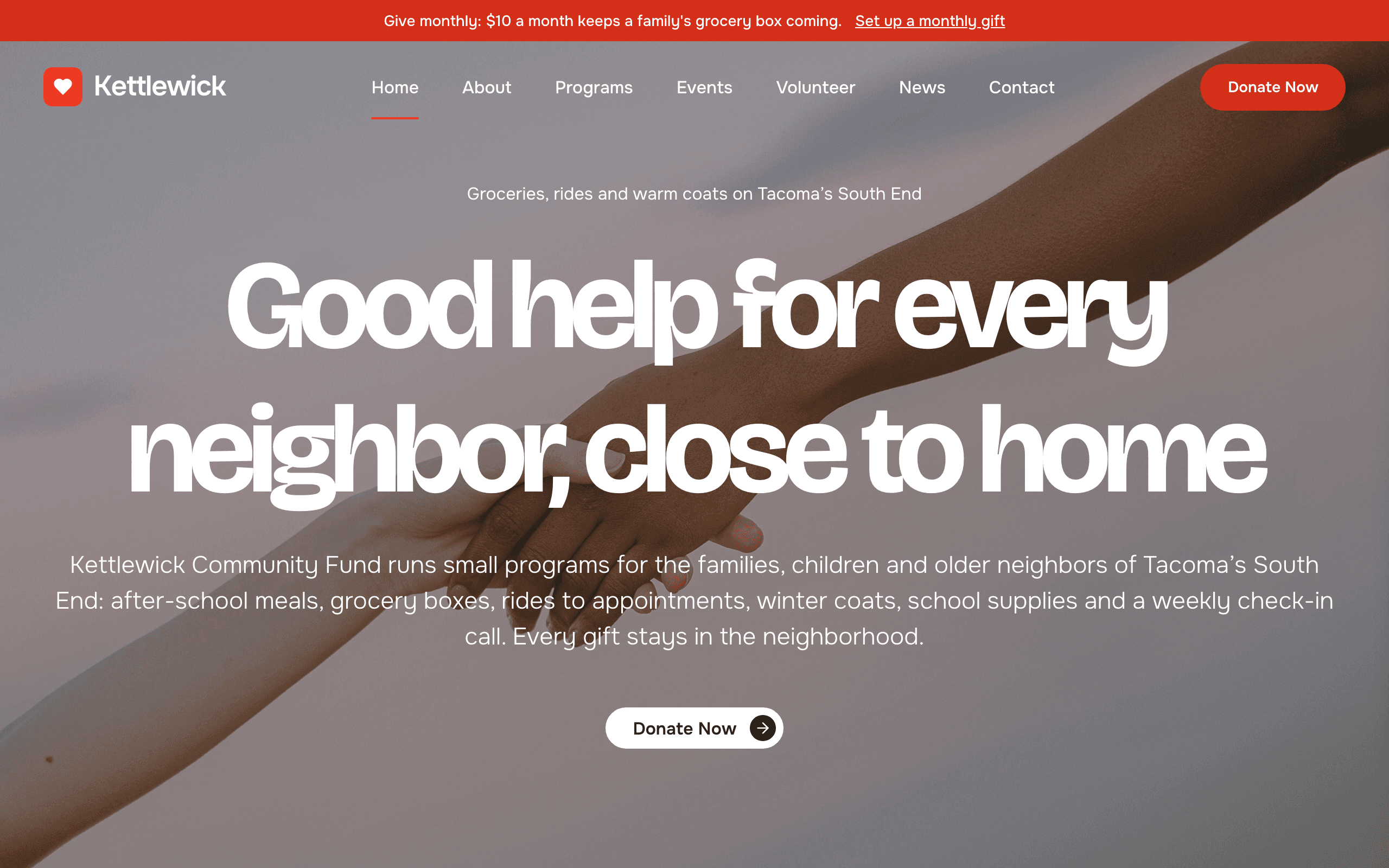 The Almoner nonprofit website template, home page