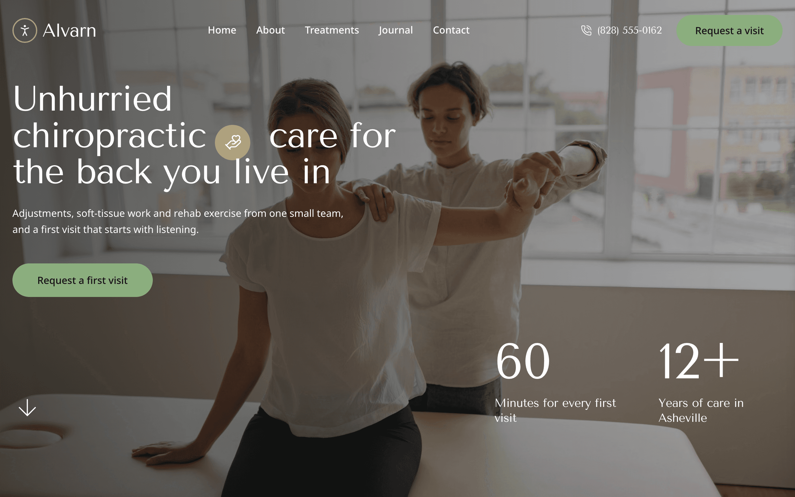 The Atlas chiropractor website template, home page