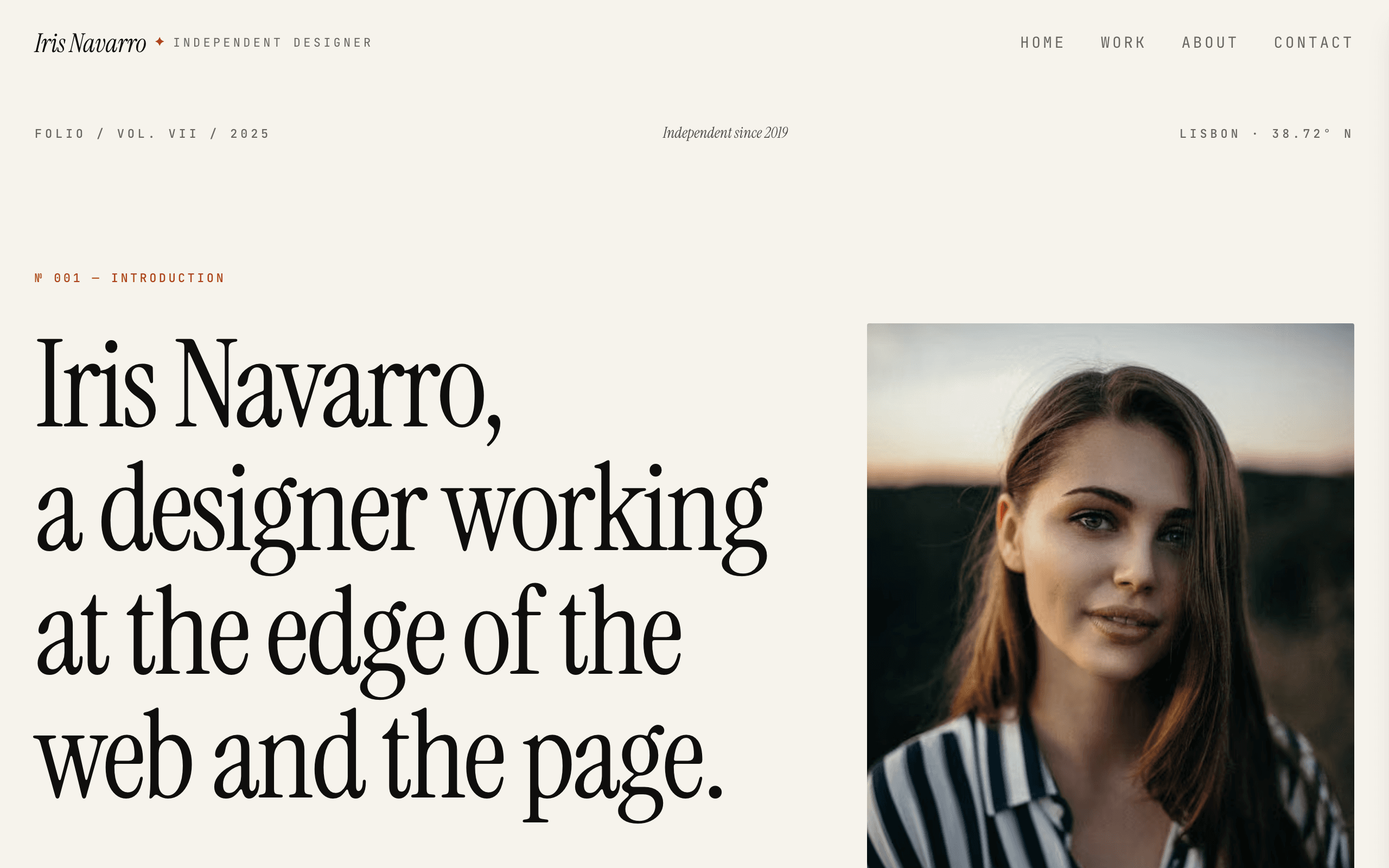 The Monograph designer portfolio template, home page