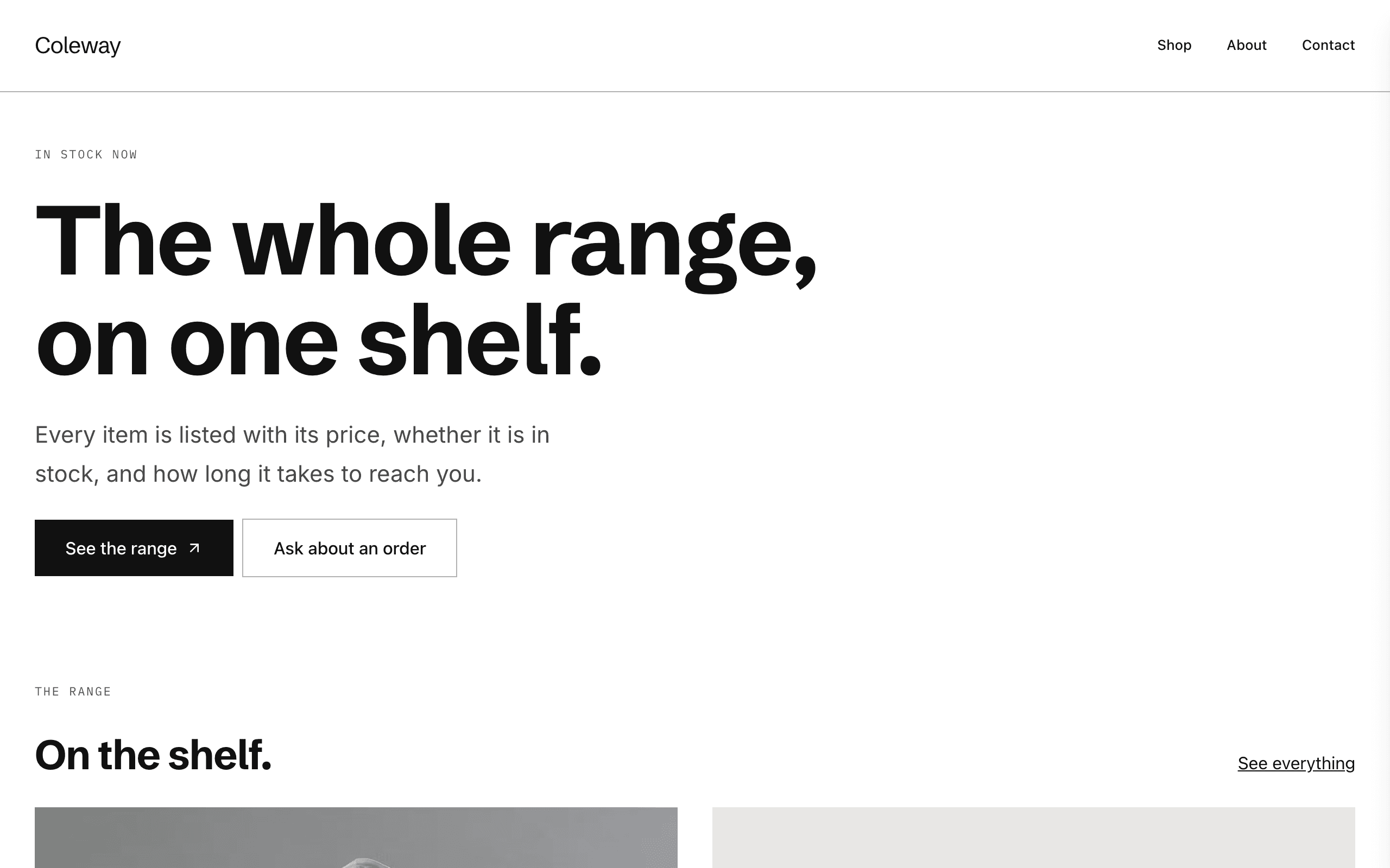 The Counter small online shop template, home page