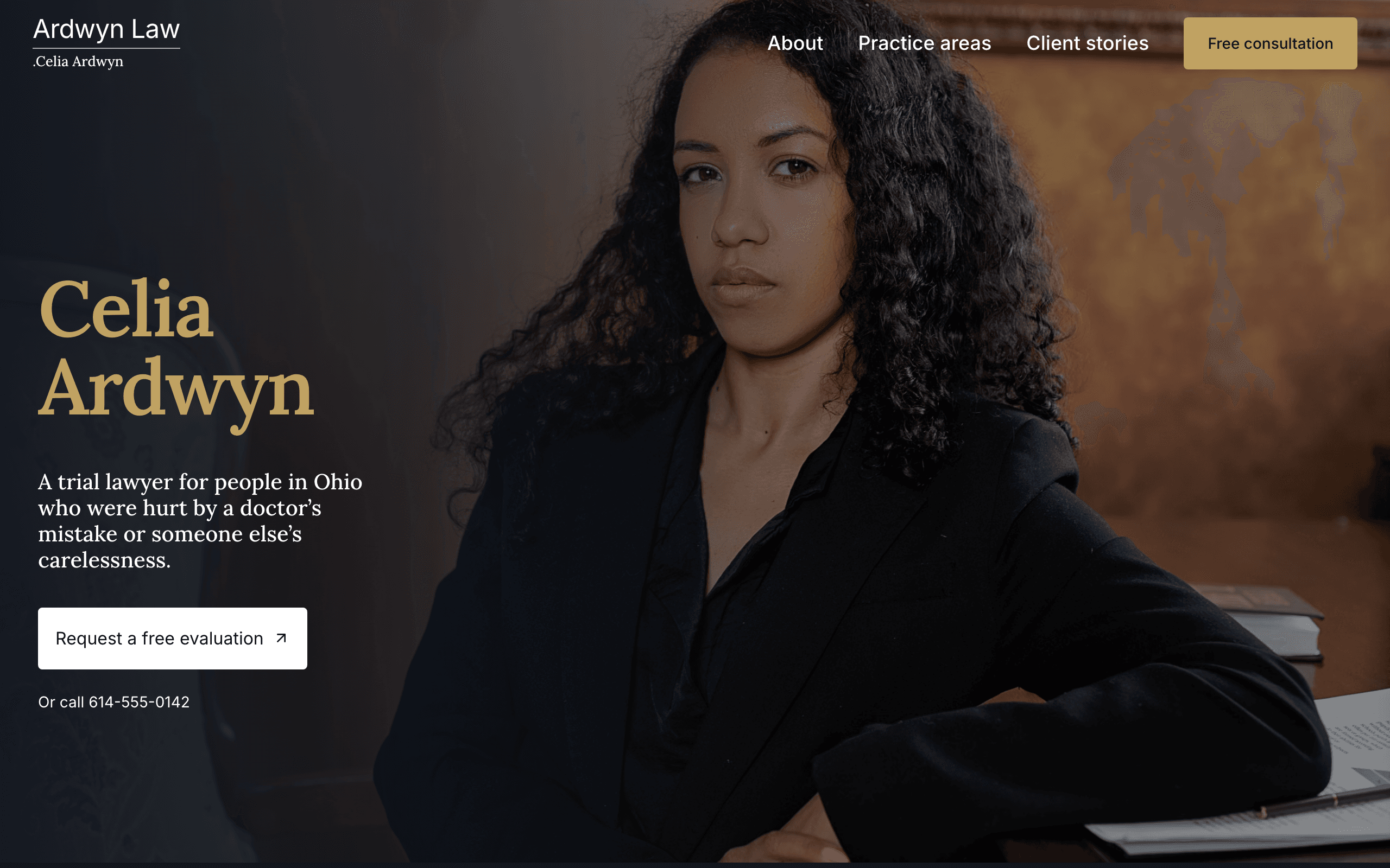 The Docket personal injury lawyer website template, home page