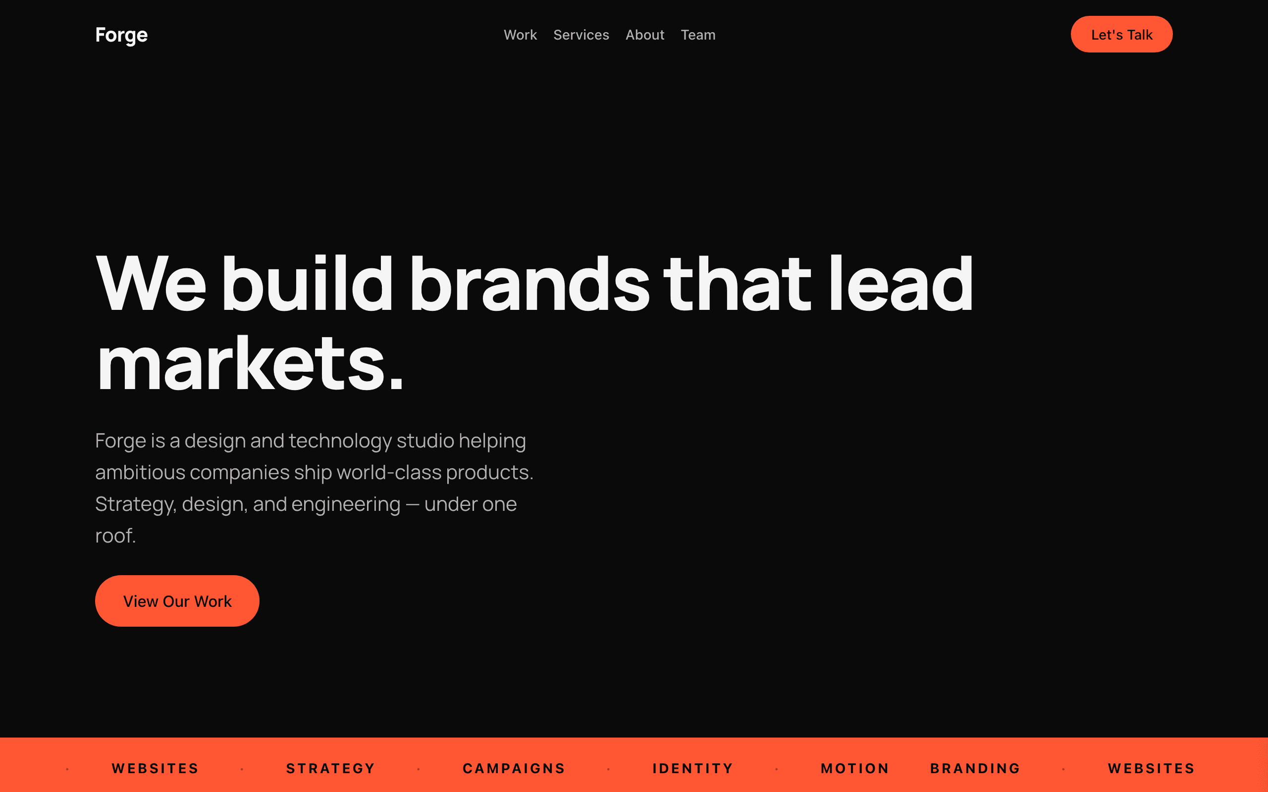 The Flagship creative agency website template, home page