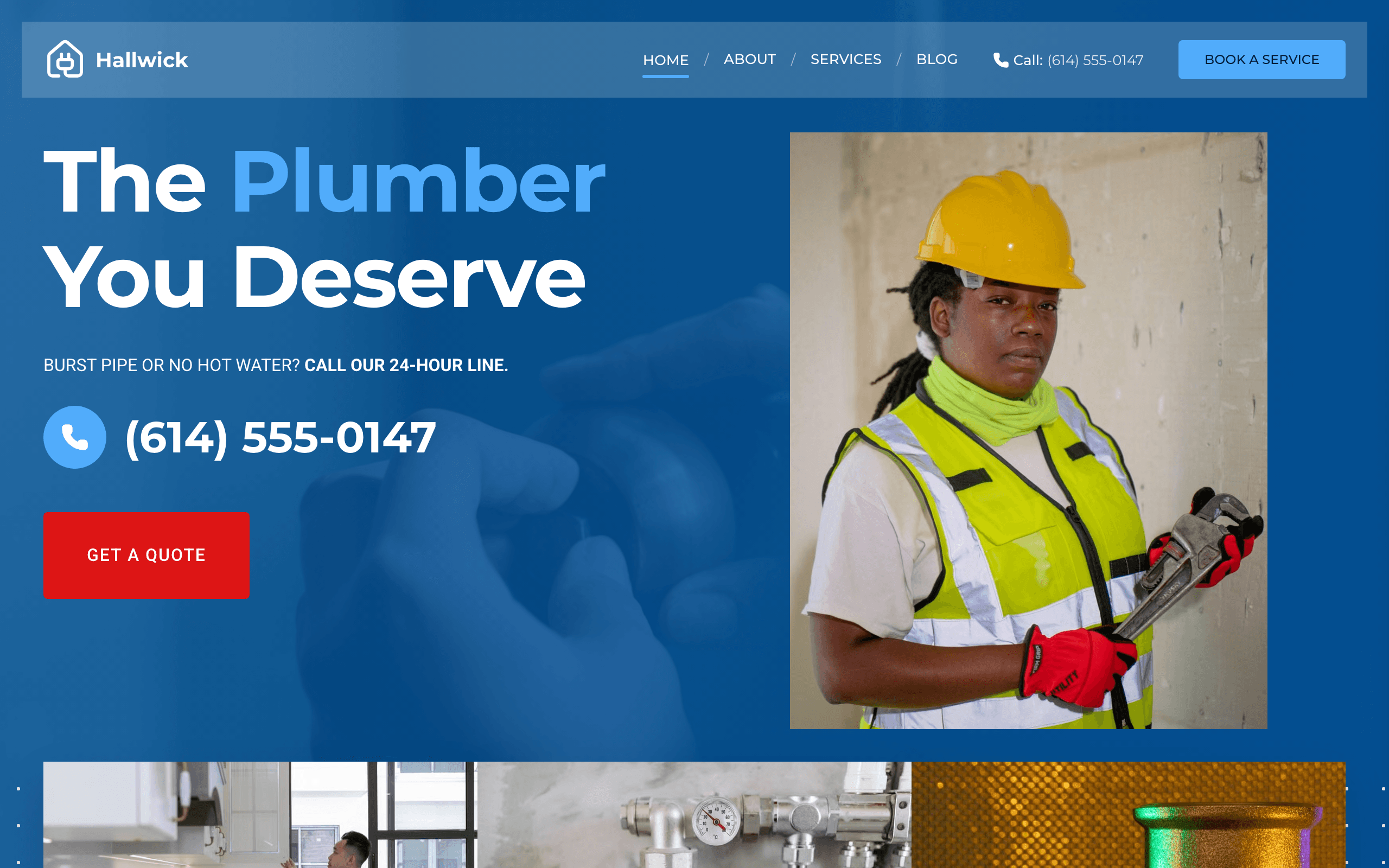 The Flange plumbing website template, home page