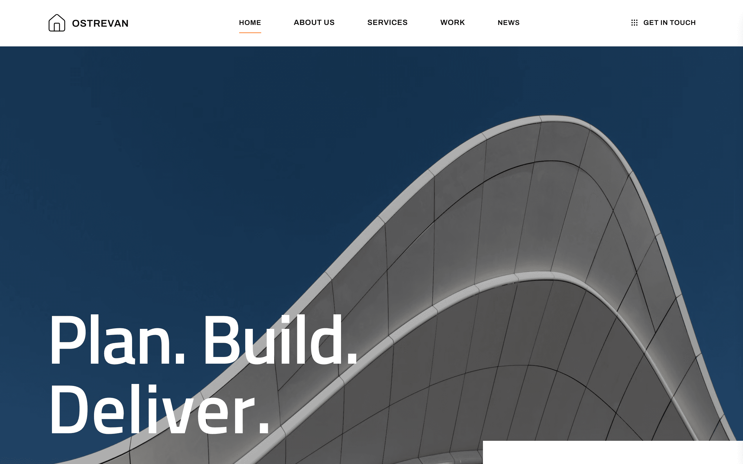 The Girder general contractor website template, home page