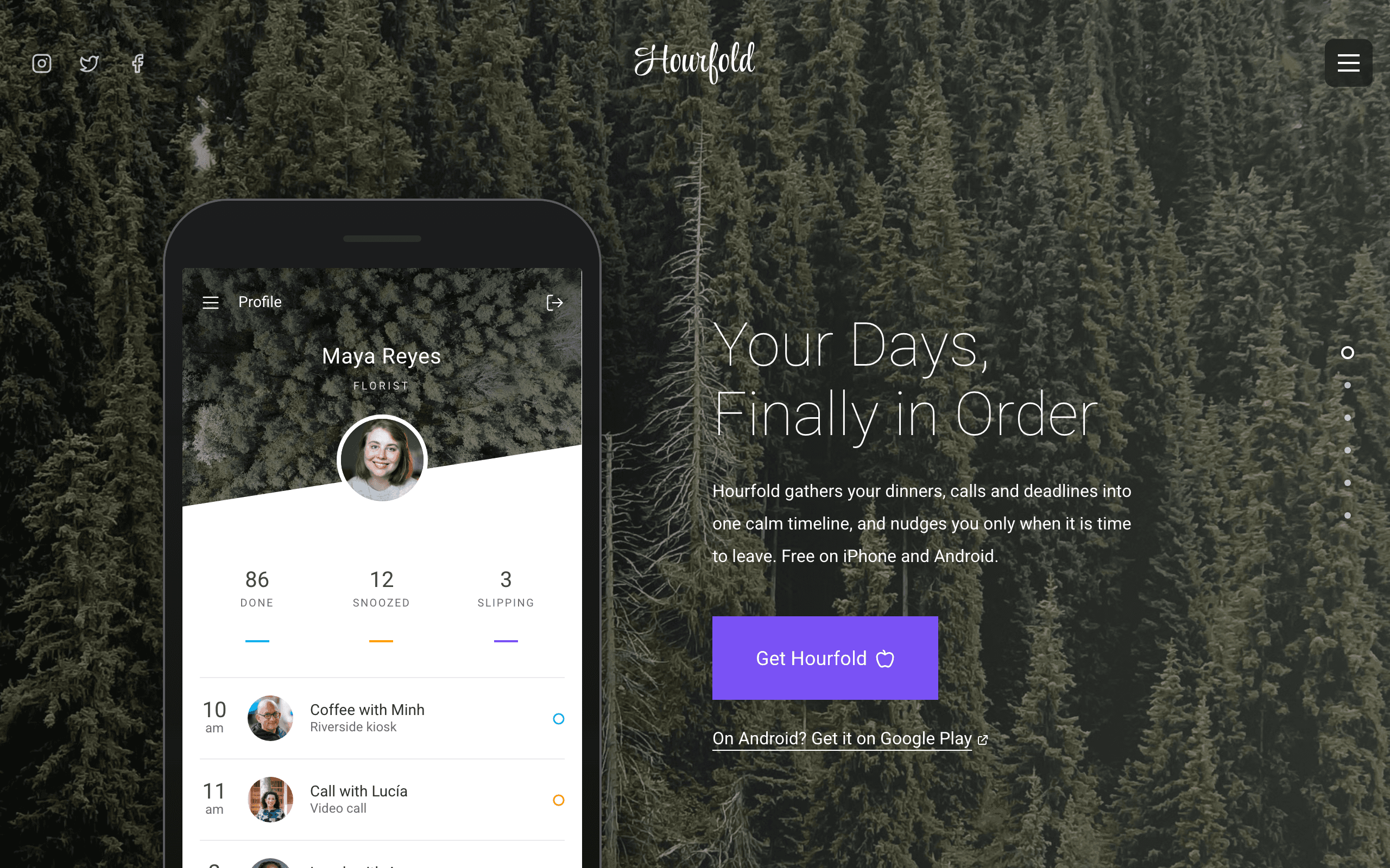 The Gnomon mobile app landing page template, home page