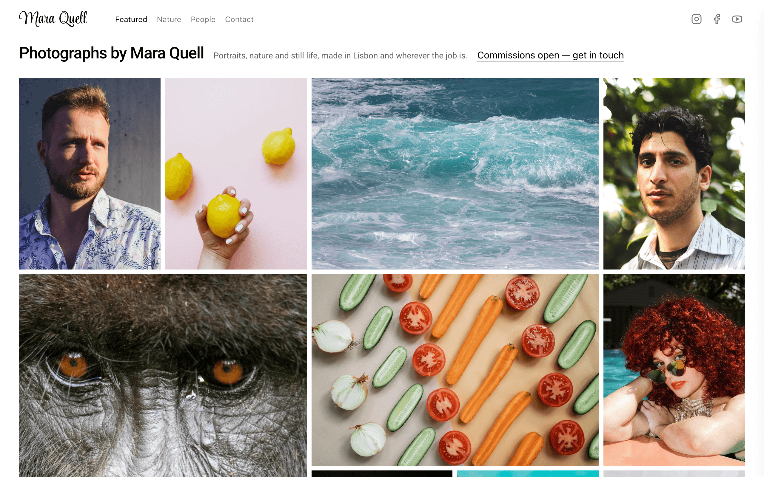 The Loupe portrait photographer website template, home page