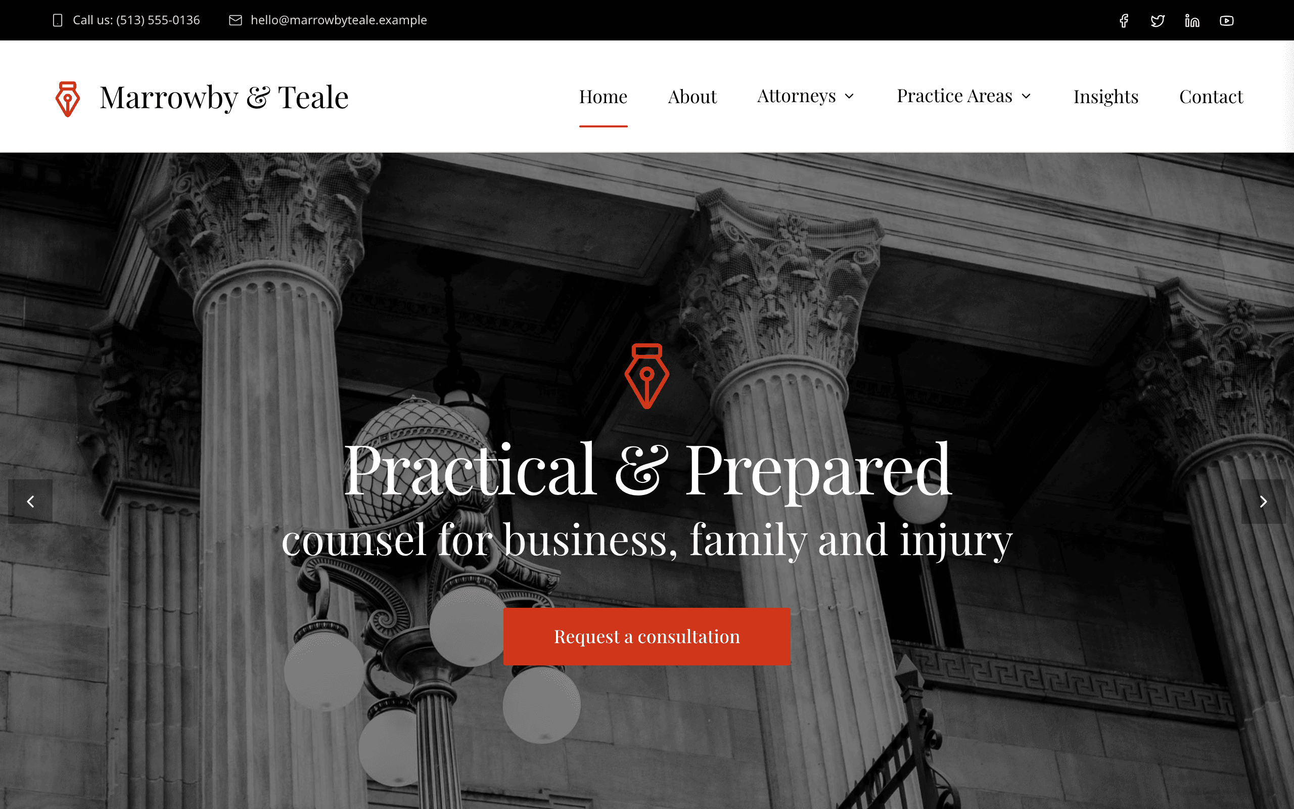 The Proviso law firm website template, home page
