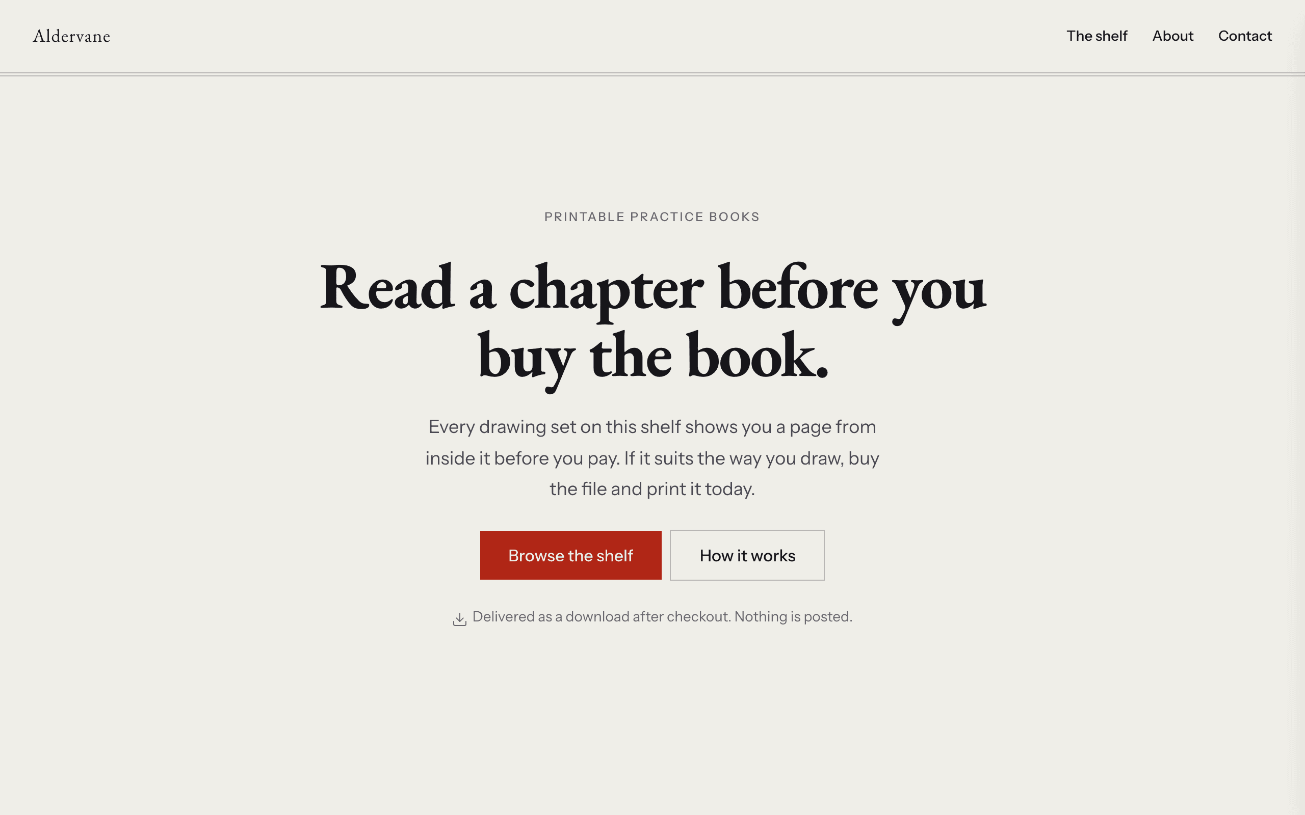 The Quire digital download shop template, home page